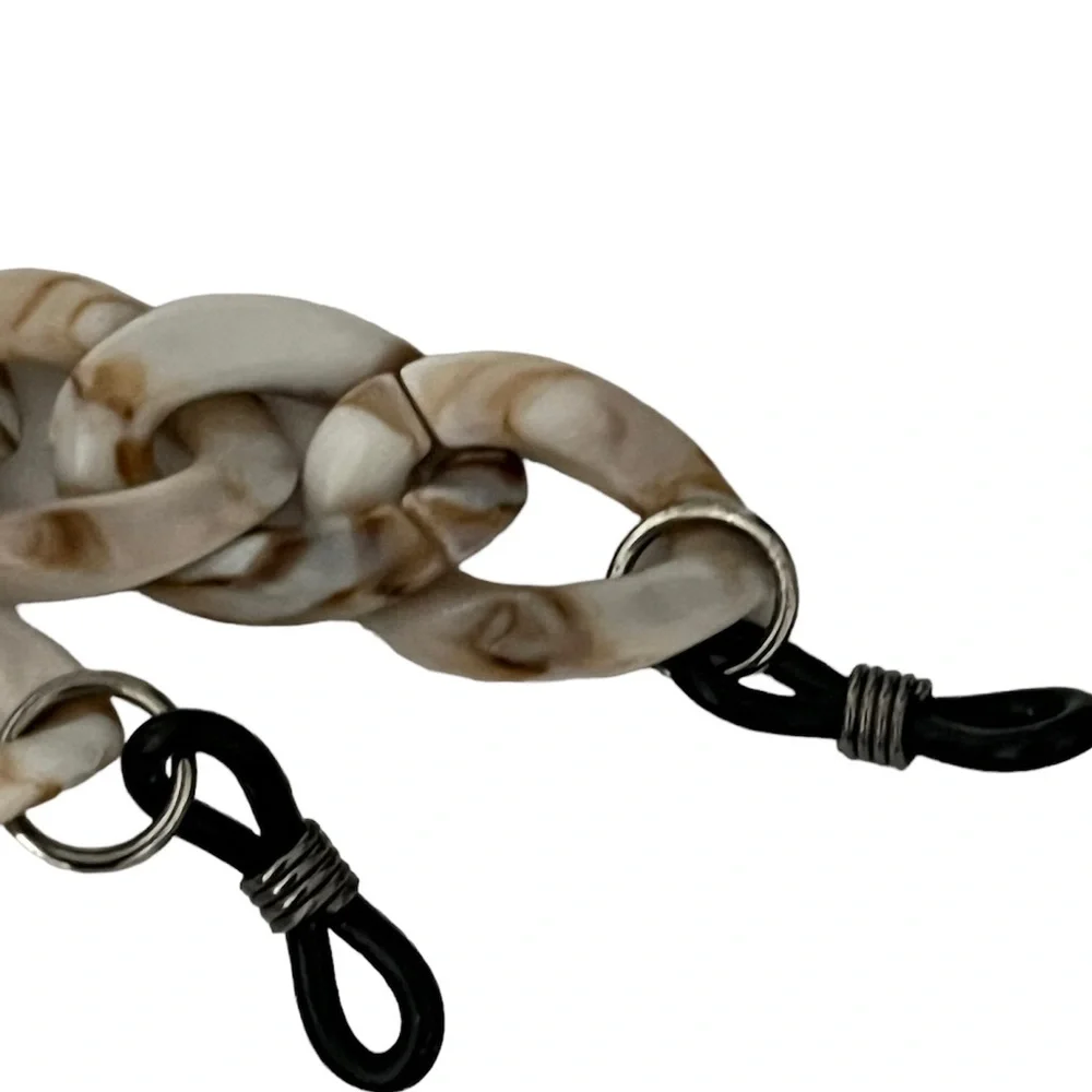Acrylic Sunglasses Chain Necklace- Cream & Brown Marble Eyewear Holder New - Picture 3 of 5